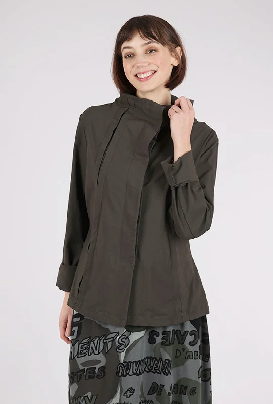 Inset Pleat Textured Cotton Jacket, Jungle