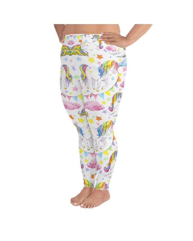 Watercolor Unicorn Plus Size Leggings