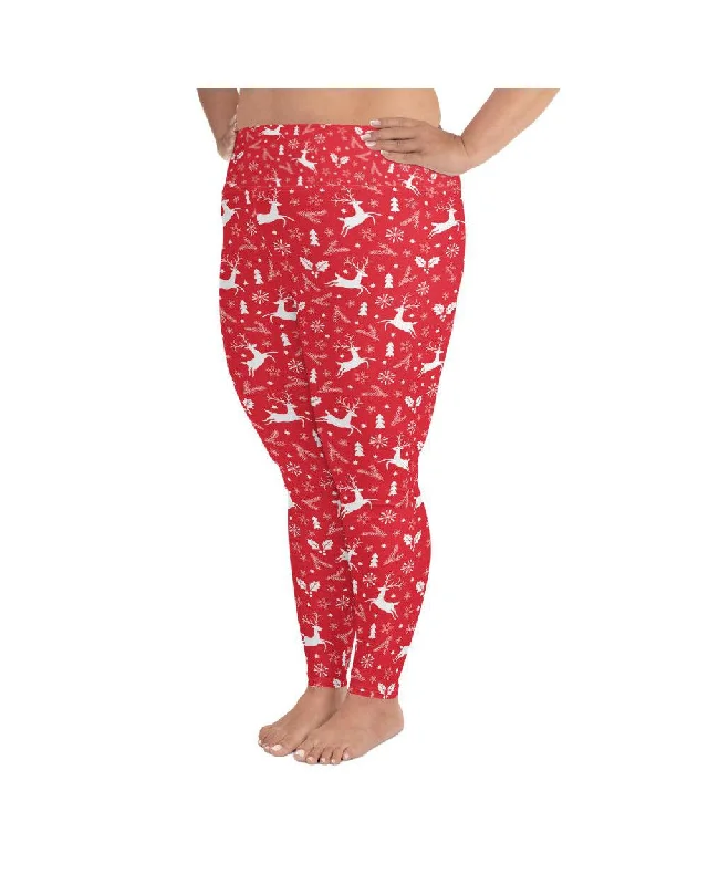 Red Reindeer Plus Size Leggings