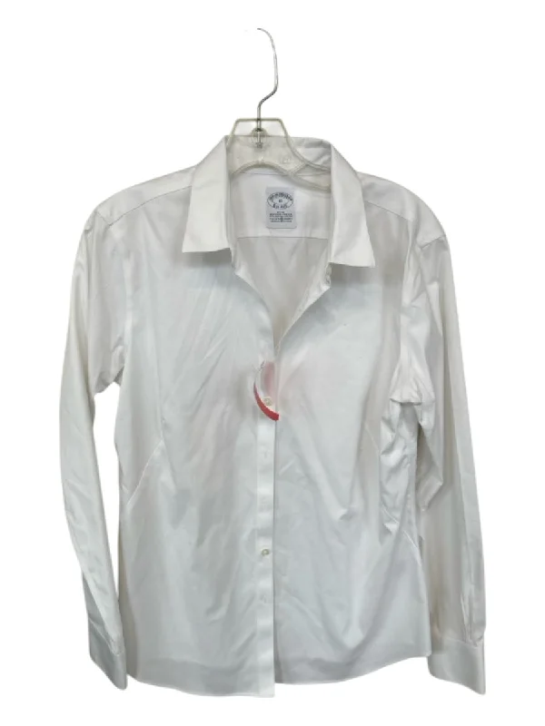 Brooks Brothers Size 10 White Cotton Long Sleeve Button Down Top