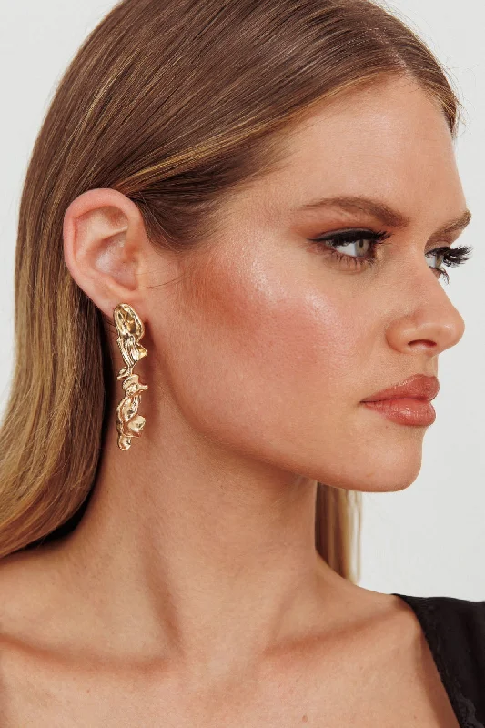 Bella Drop Stud Earrings Gold