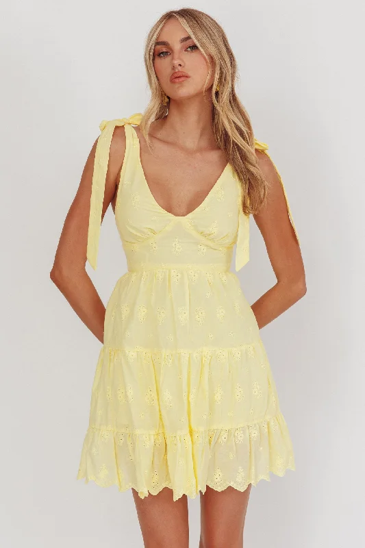 Ardent Tied Shoulder Mini Dress Lemon