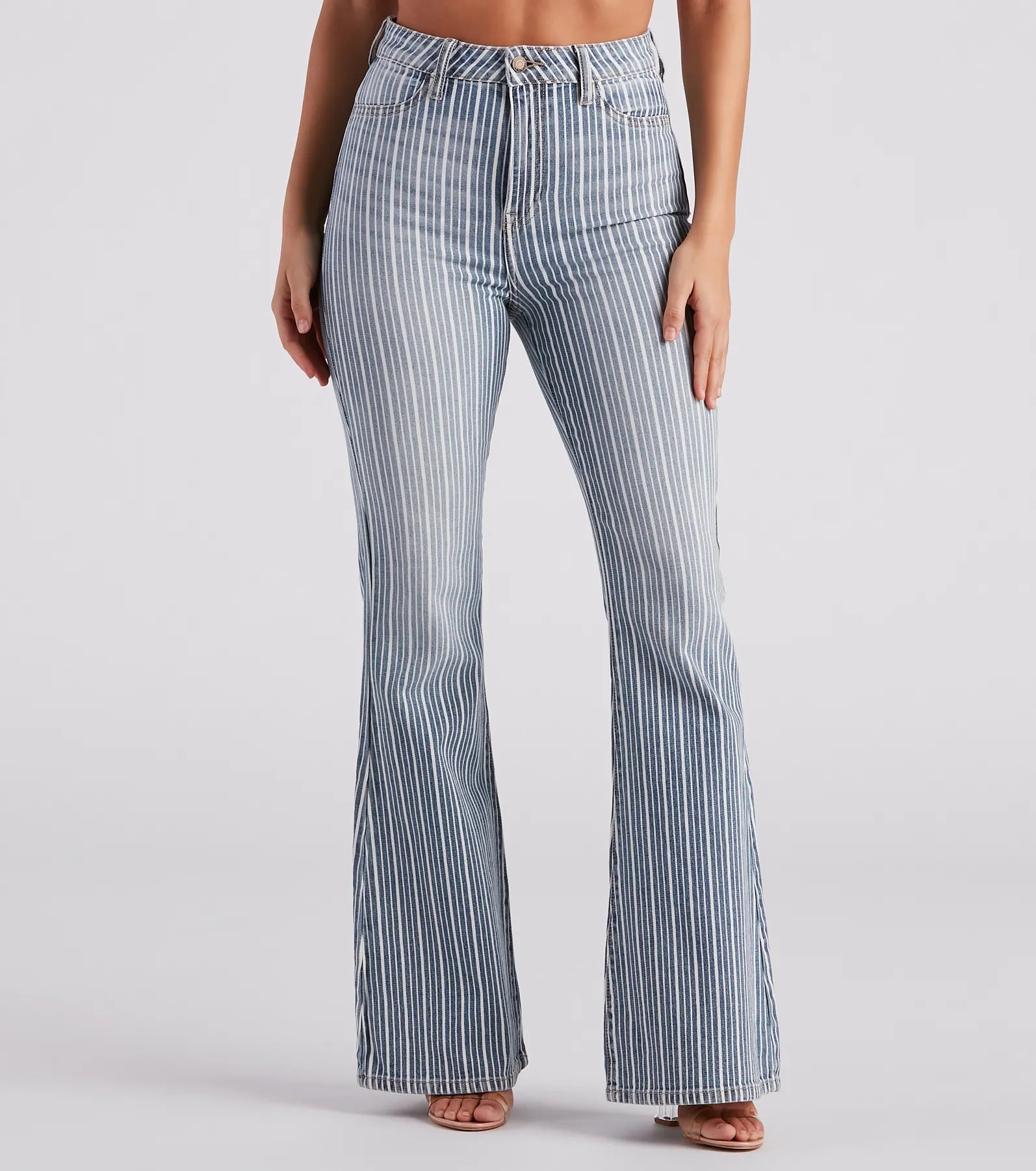 Bri High-Rise Pinstripe Flare Jeans By Windsor Denim