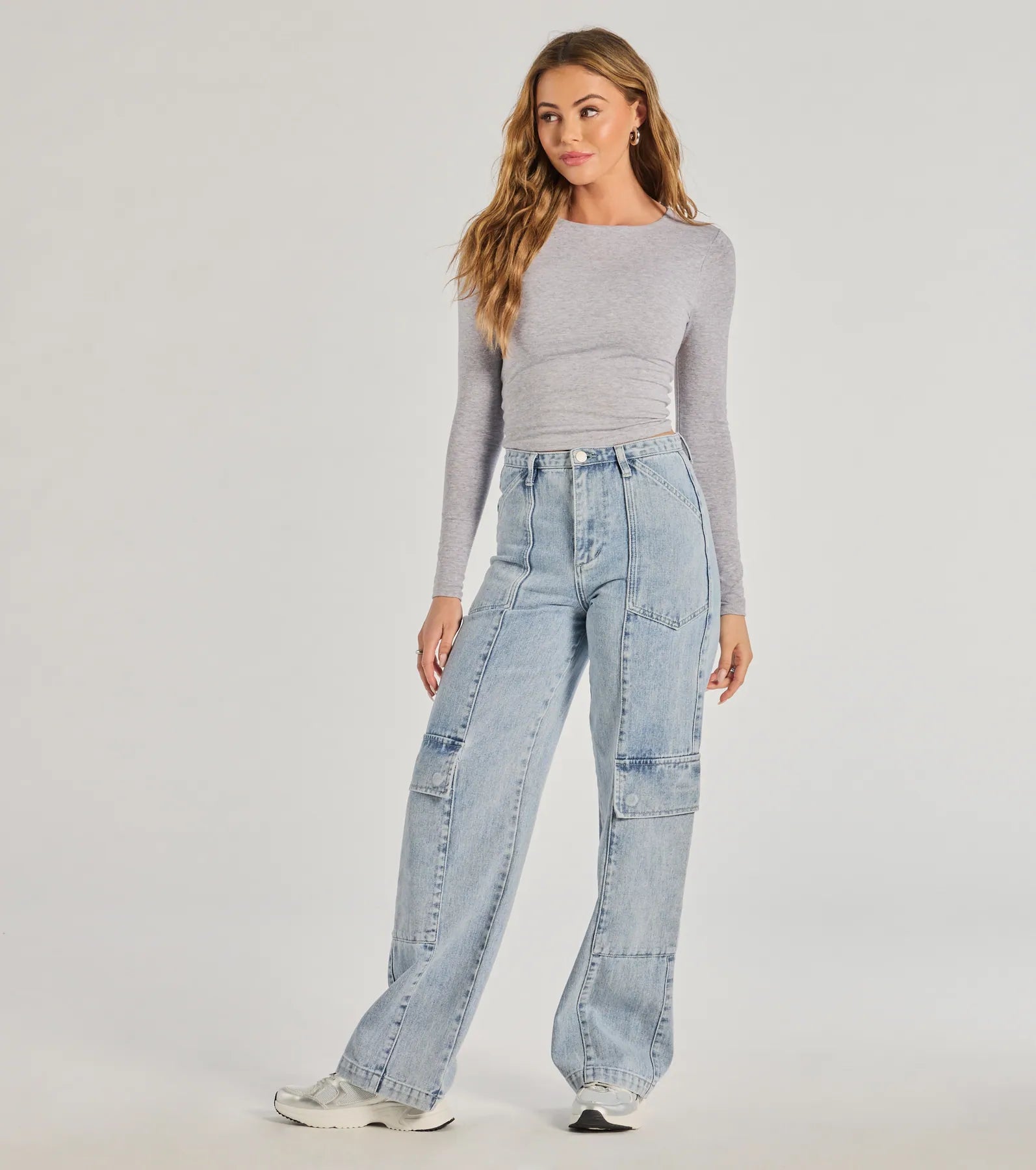 Streetwear Vibe High-Rise Cargo Denim Jeans