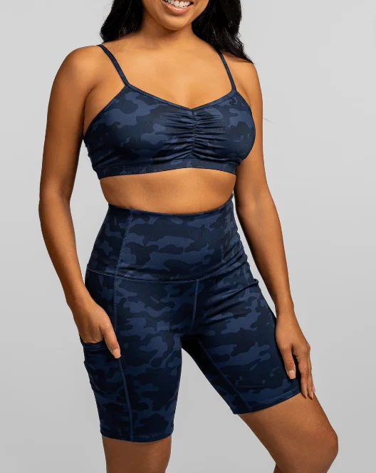 Hi Five High-Waisted Biker Short – Looker (Navy Camo)