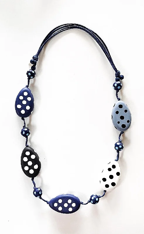 Polka Dot Molly Necklace, Blue