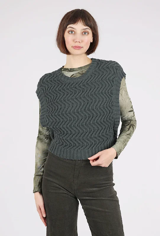 Cotton Crop Sweater Vest, Deep Lake