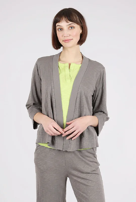 Easy 3/4-Sleeve Cardie, Onyx Gray