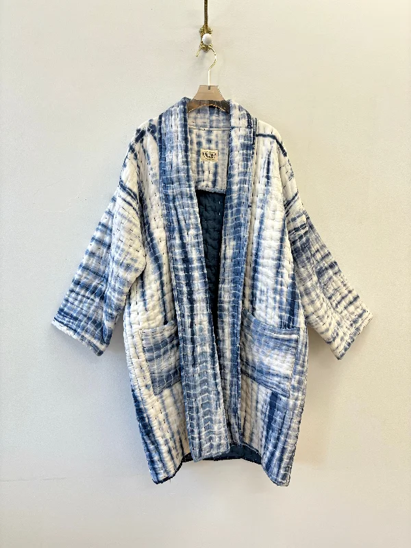 Indigo Shibori Duster (Kantha Quilt)