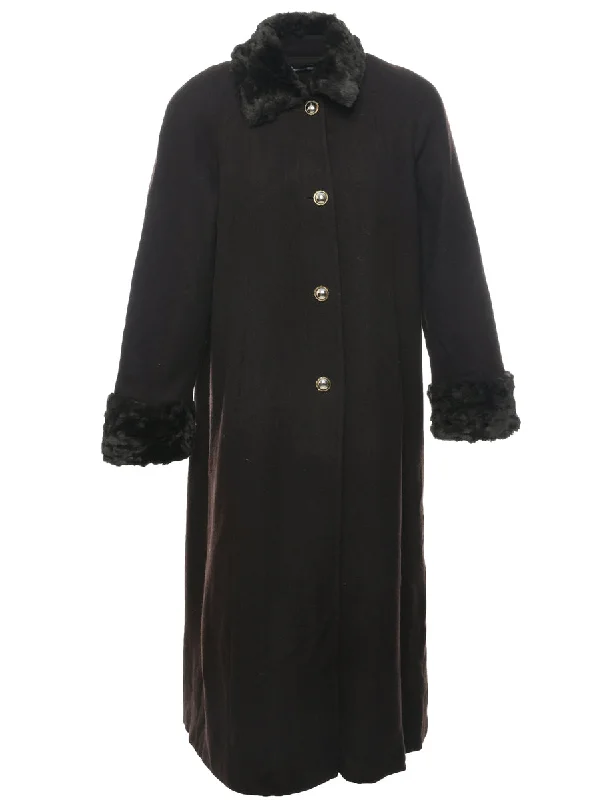 Dark Brown Wool Coat - L