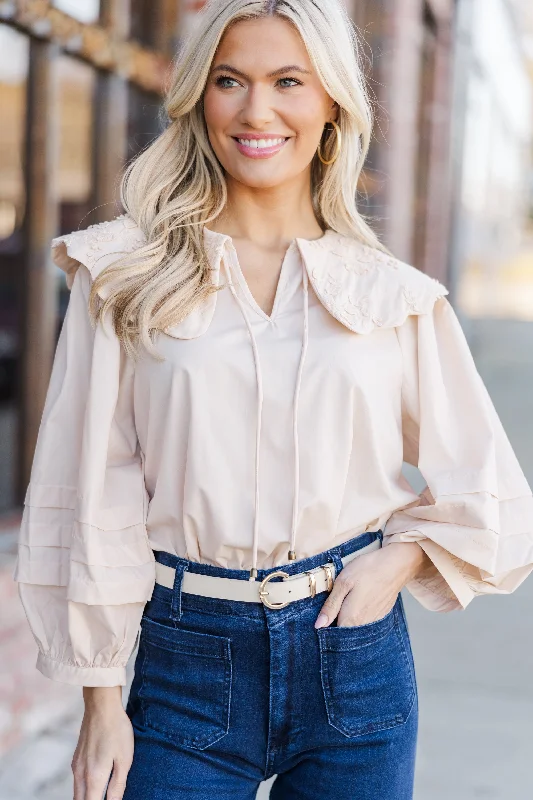 Fully Prepared Ecru White Bubble Sleeve Blouse