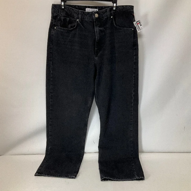 Jeans Straight By Zara In Black, Size: 12