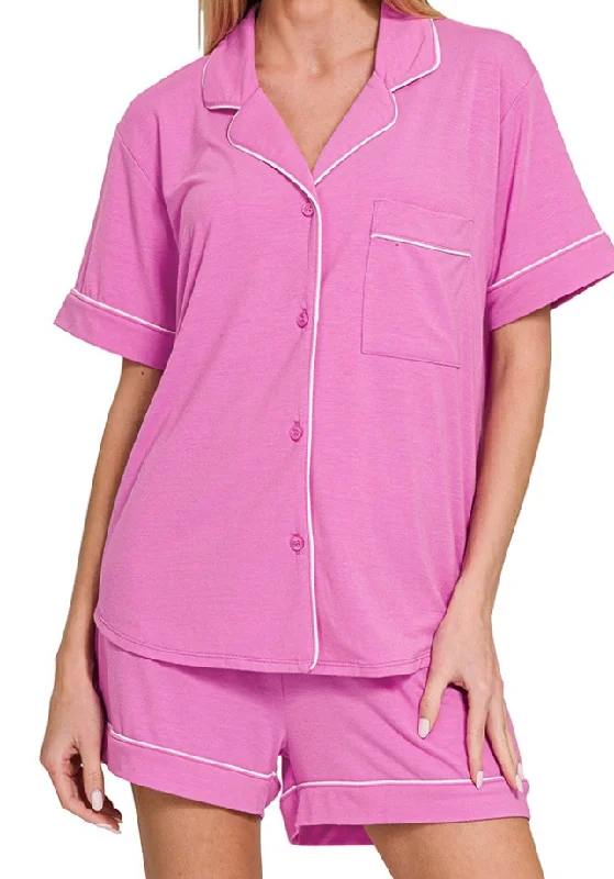 Analee Short Pajama Set - Bright Mauve