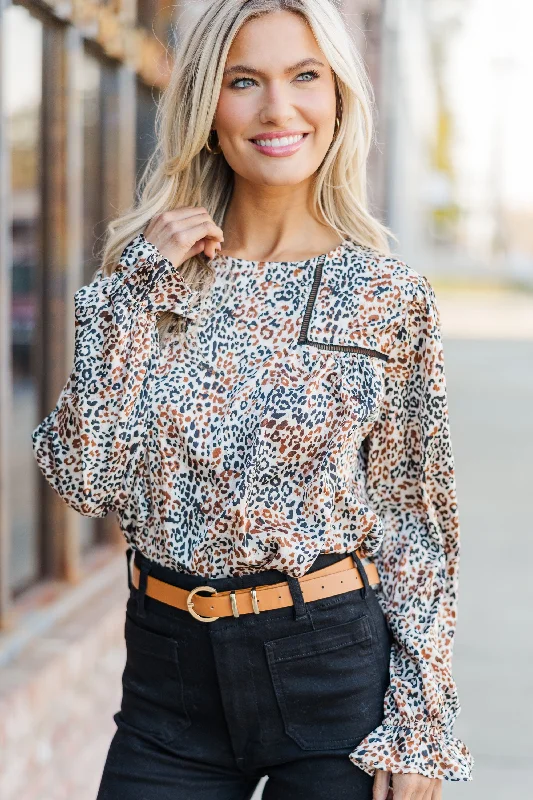 Look For You Ivory Leopard Blouse