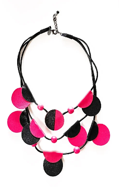 Verona Leather Necklace, Pink