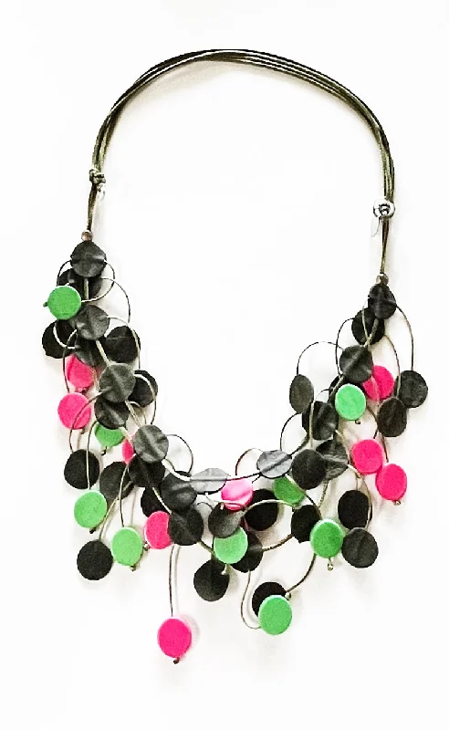 Penny Dangle Neck, Green/Pink