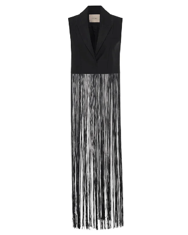 Black Atlas Fringed Sleeveless Blazer