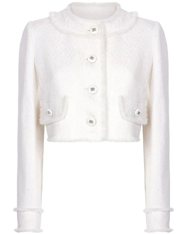 Light Cream Tweed Crop Jacket