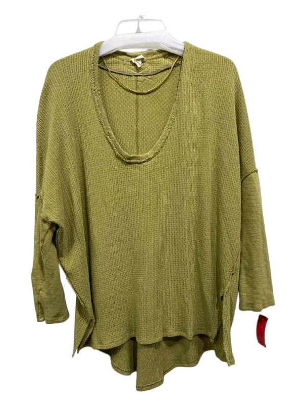 We The Free Size S Olive Green Cotton Blend Oversized hi lo Long Sleeve Top