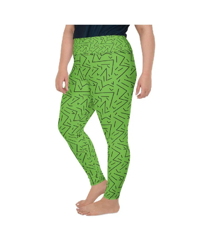 Green Black Line Plus Size Leggings