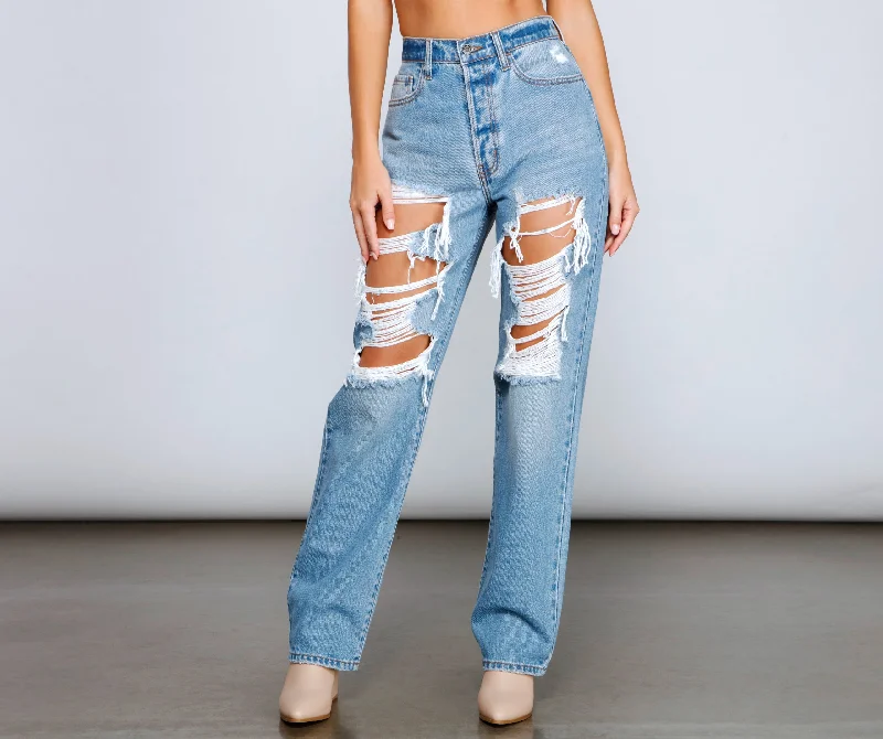 So Extra High Rise Destructed Boyfriend Jeans