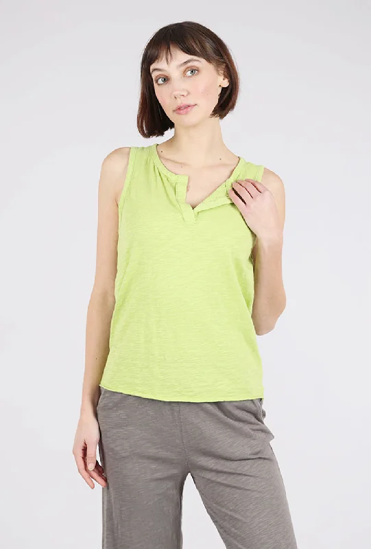 Split-Neck Henley Tank, Lime